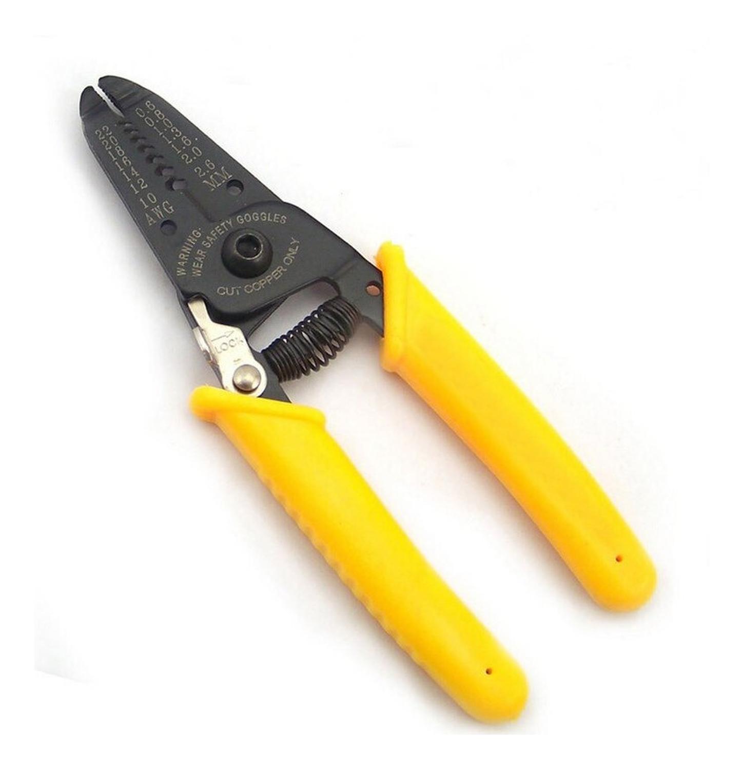 ALICATE PELA CABLES CORTA HERRAMIENTA PINZA DESCHAQUETADOR PELACABLE AMARILLO - 1