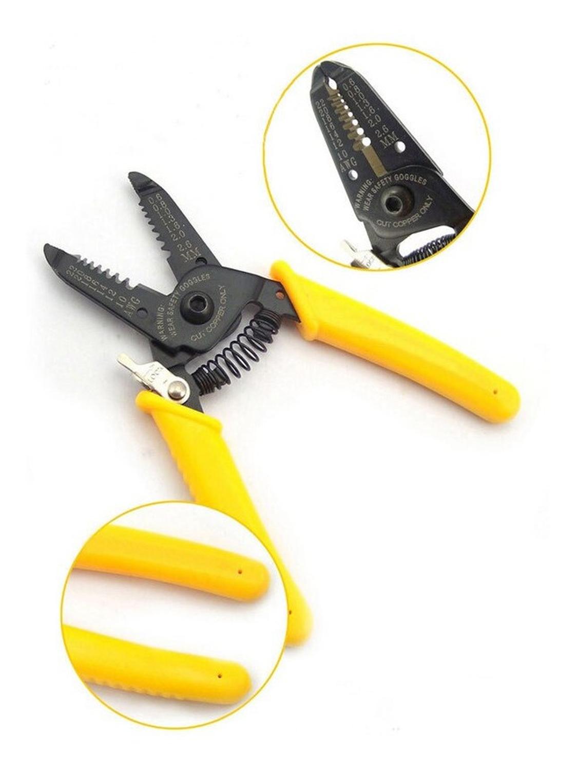 ALICATE PELA CABLES CORTA HERRAMIENTA PINZA DESCHAQUETADOR PELACABLE AMARILLO - 2