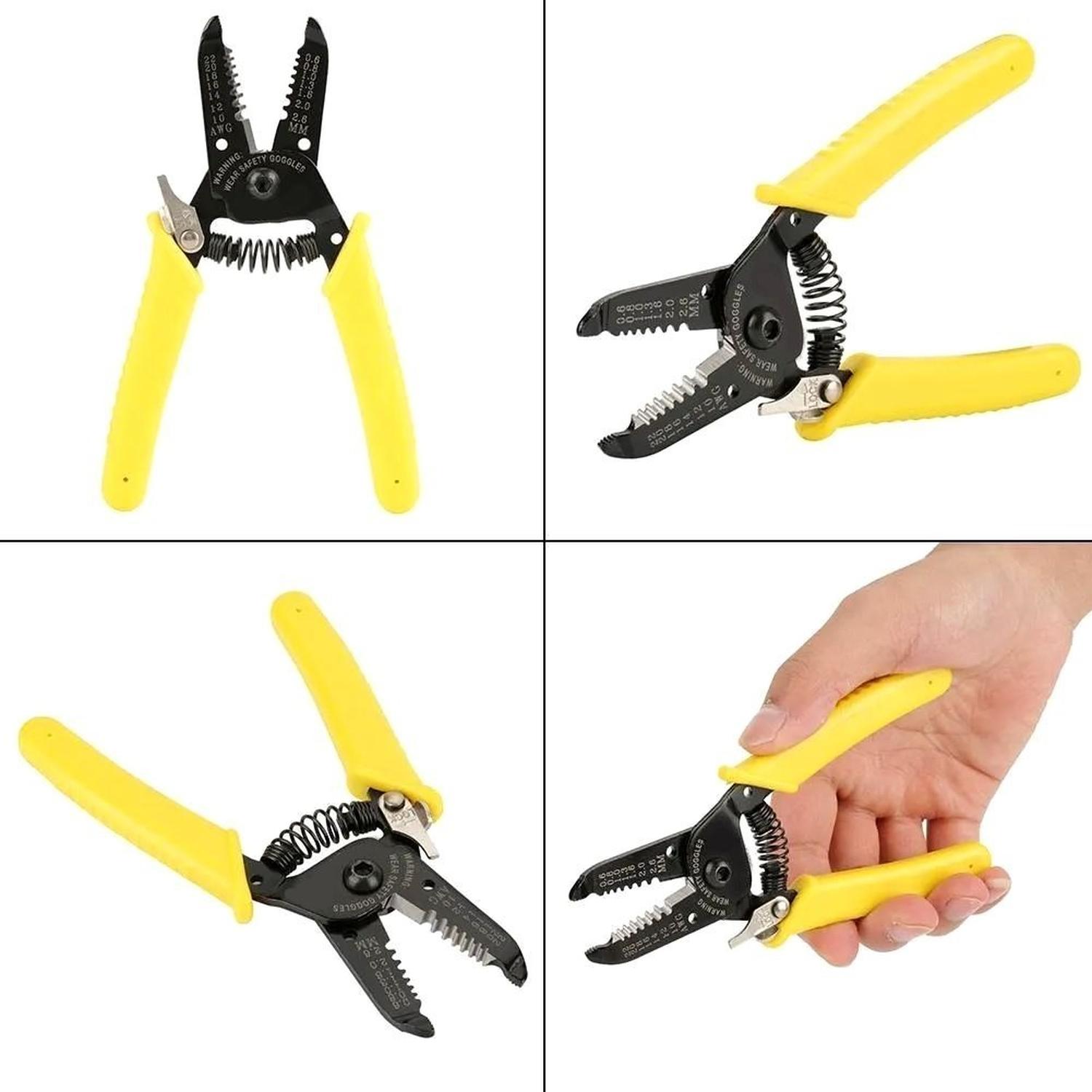 ALICATE PELA CABLES CORTA HERRAMIENTA PINZA DESCHAQUETADOR PELACABLE AMARILLO - 3