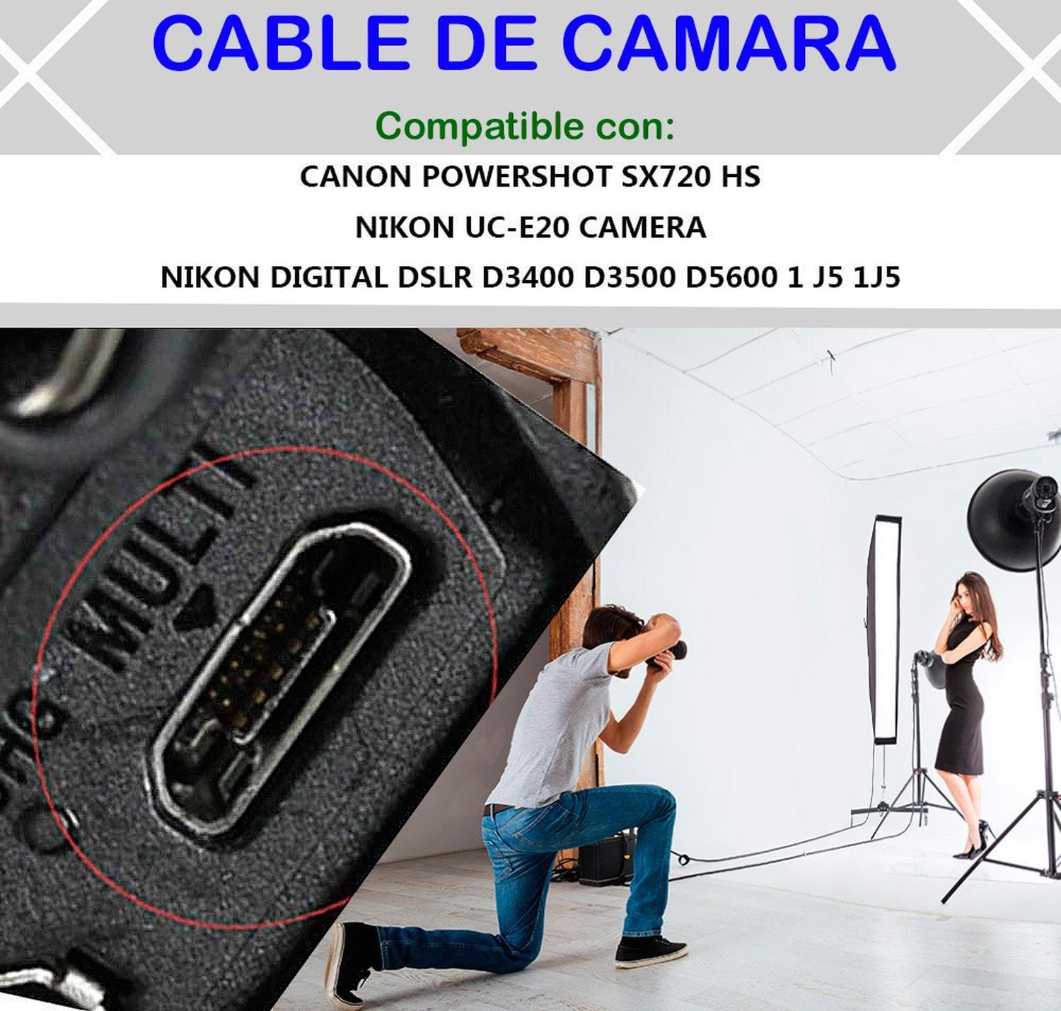 CABLE DE NIKON UC-E20 D3400 D3500 D5600 D7500 1 J4 J5 V3 USB - 3