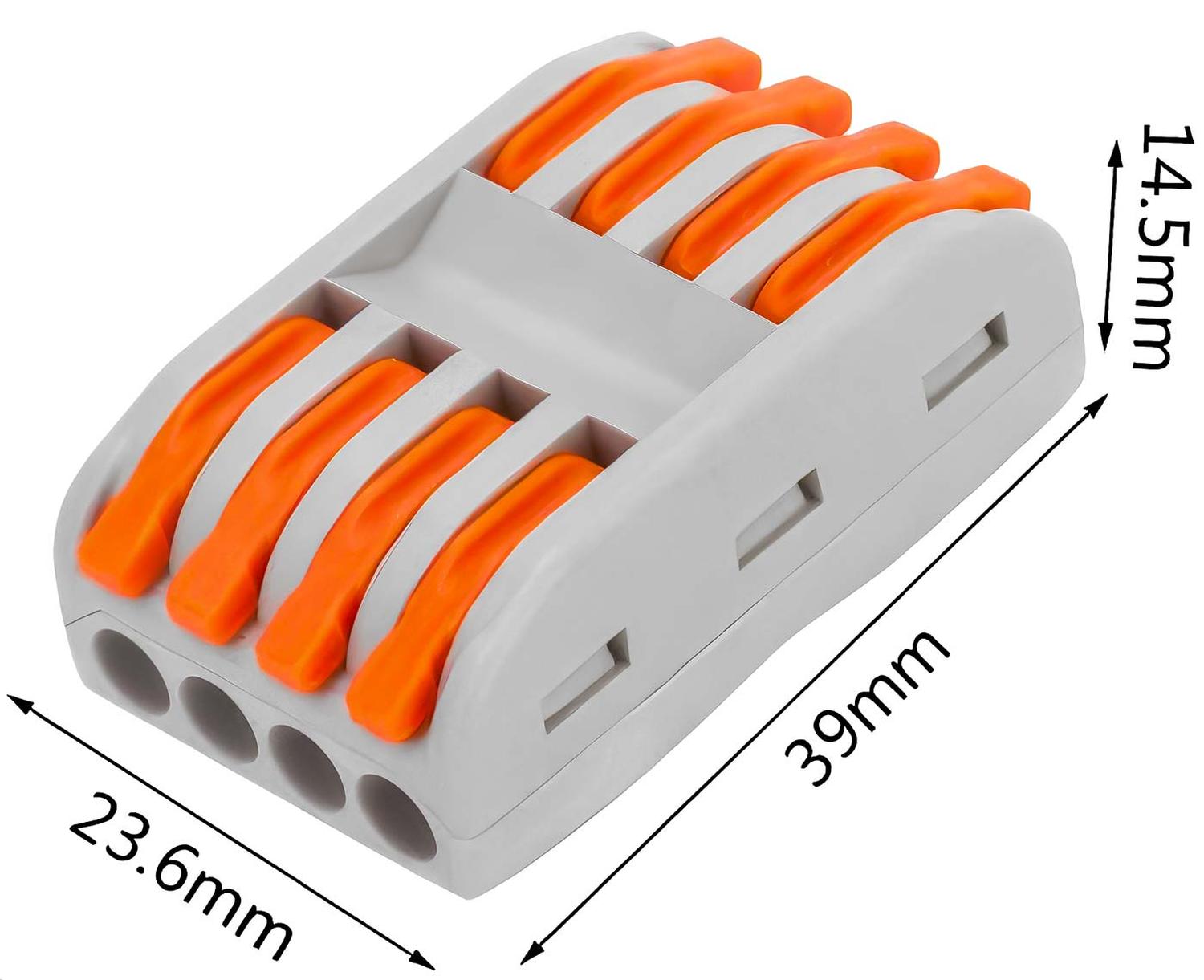 ADAPTADOR CONECTOR EMPALME ELECTRICO RAPIDO CABLES CORRIENTE 4 TOMAS - 5