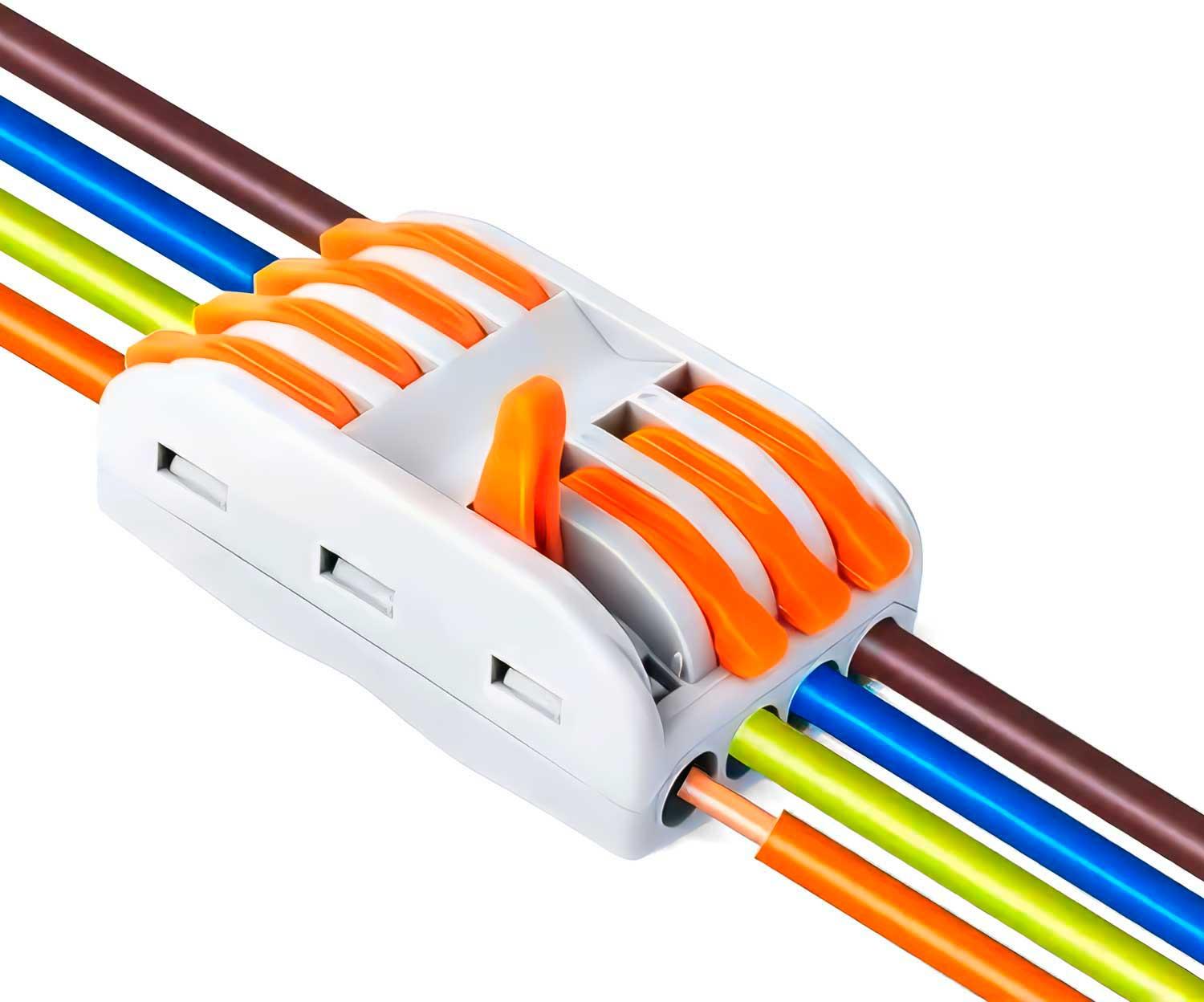 ADAPTADOR CONECTOR EMPALME ELECTRICO RAPIDO CABLES CORRIENTE 4 TOMAS - 8