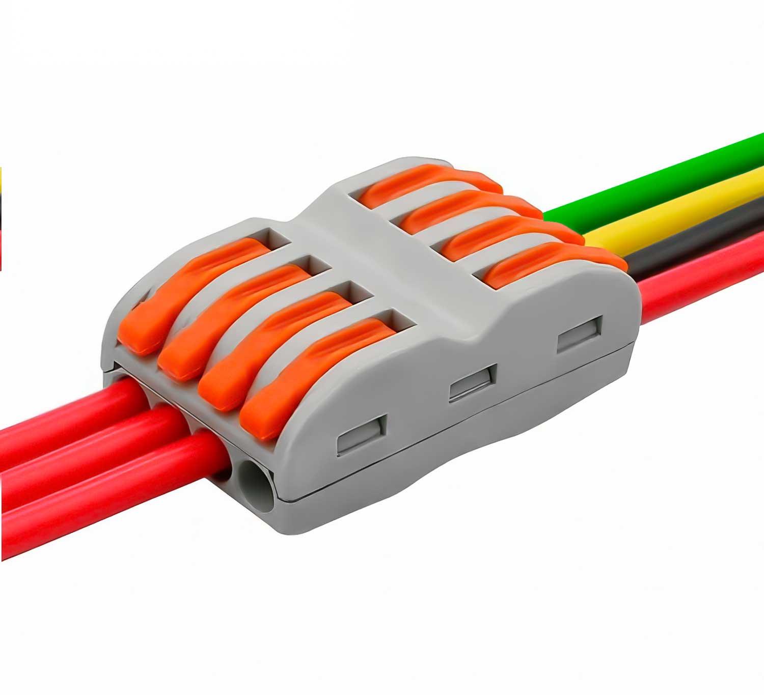 ADAPTADOR CONECTOR EMPALME ELECTRICO RAPIDO CABLES CORRIENTE 4 TOMAS - 9