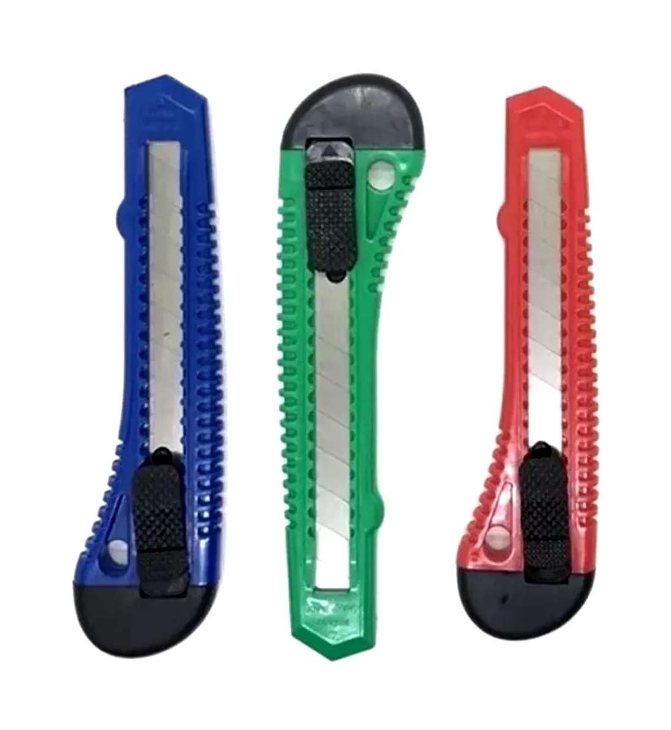 CORTA CARTÓN GEN PAPELERIA CUTTER CARTONERO RETRACTIL MANUALIDAD COLOR AL AZAR - 2