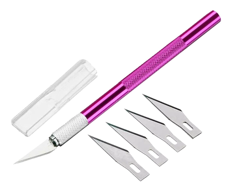BISTURI CORTANTE TIPO LAPIZ CON CUCHILLAS METAL MANUALIDADES MORADO - 1