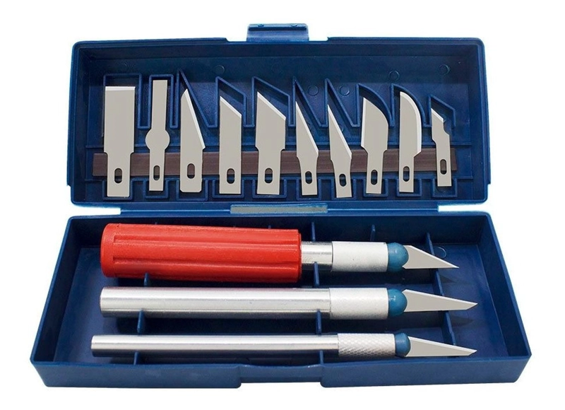 BISTURI CORTANTE TIPO LAPIZ CON CUCHILLAS METAL MANUALIDADES SET 13 PIEZAS - 2