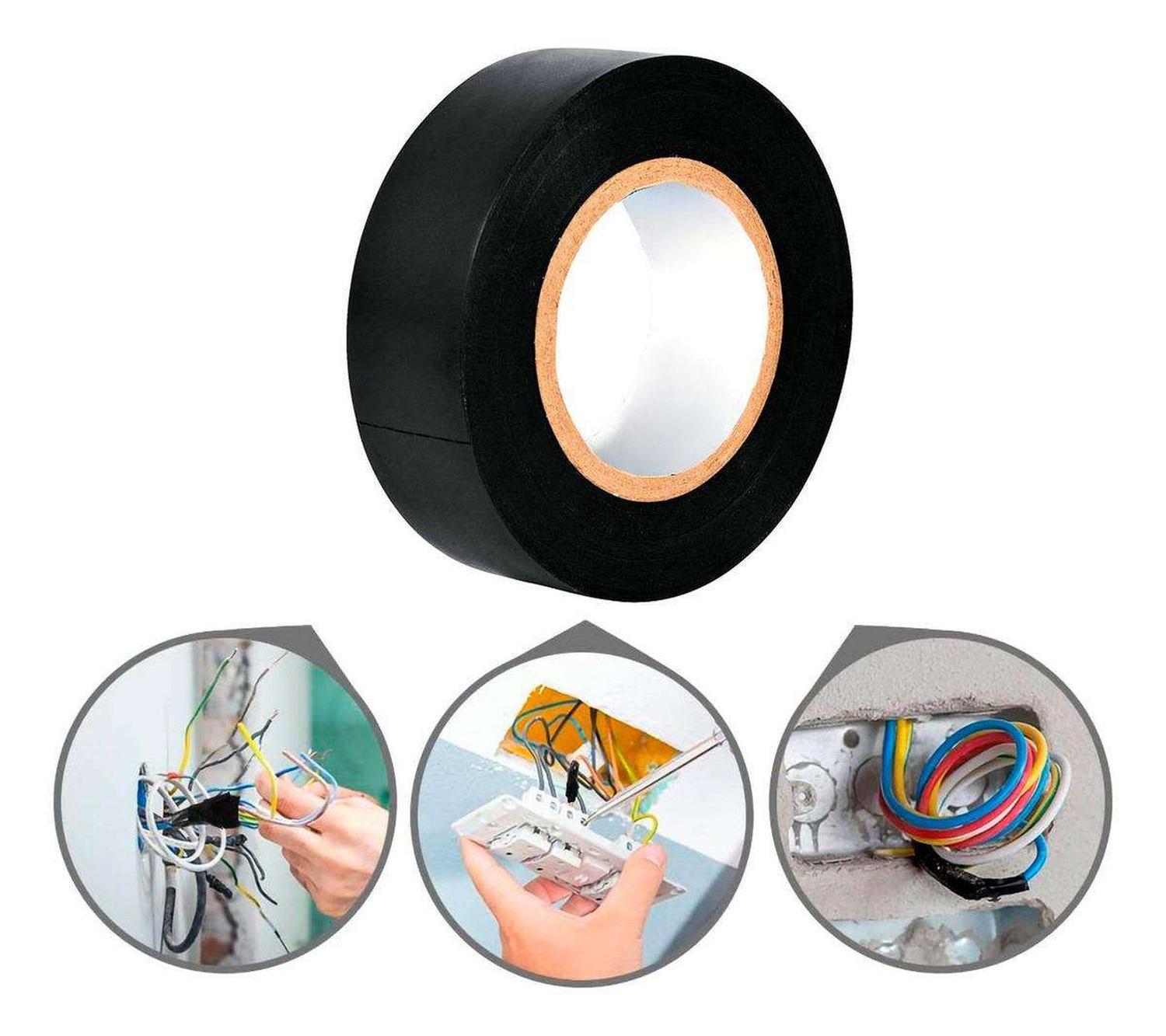 2X HUINCHA AISLADORA ELECTRICA CINTA AISLANTE NEGRA ELECTRICISTA PACK 2X - 6