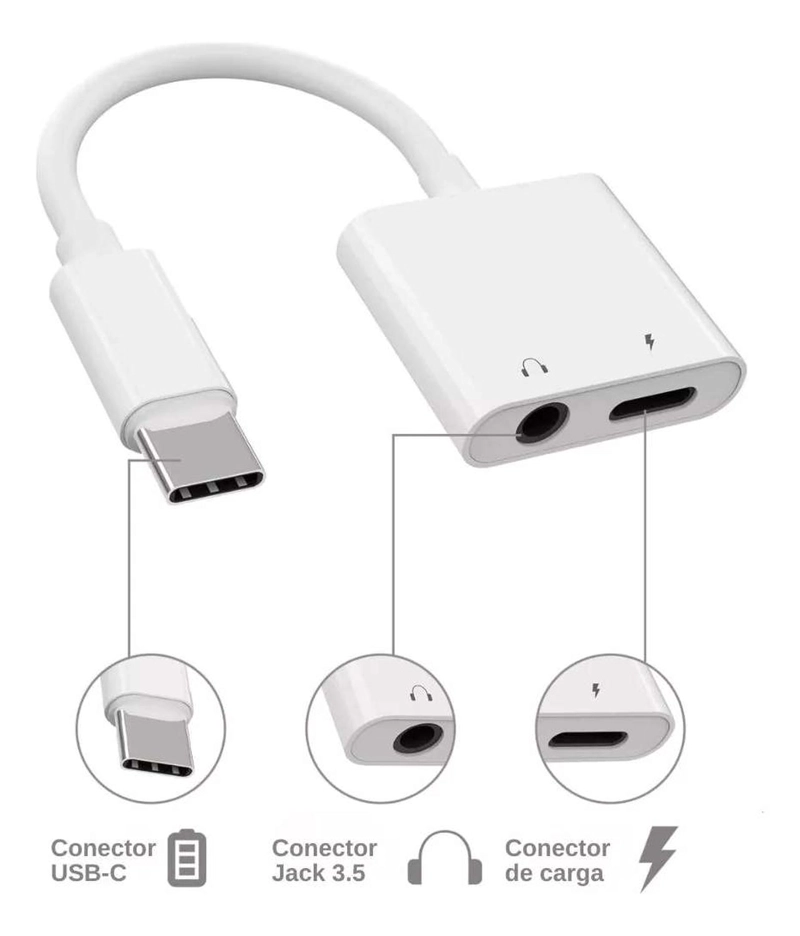 CABLE ADAPTADOR USB TIPO C A AUDIFONOS AUDIO CARGA CELULAR TIPO C- AUX - TIPO C - 3