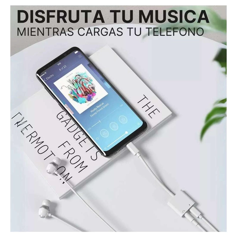 CABLE ADAPTADOR USB TIPO C A AUDIFONOS AUDIO CARGA CELULAR TIPO C- AUX - TIPO C - 5