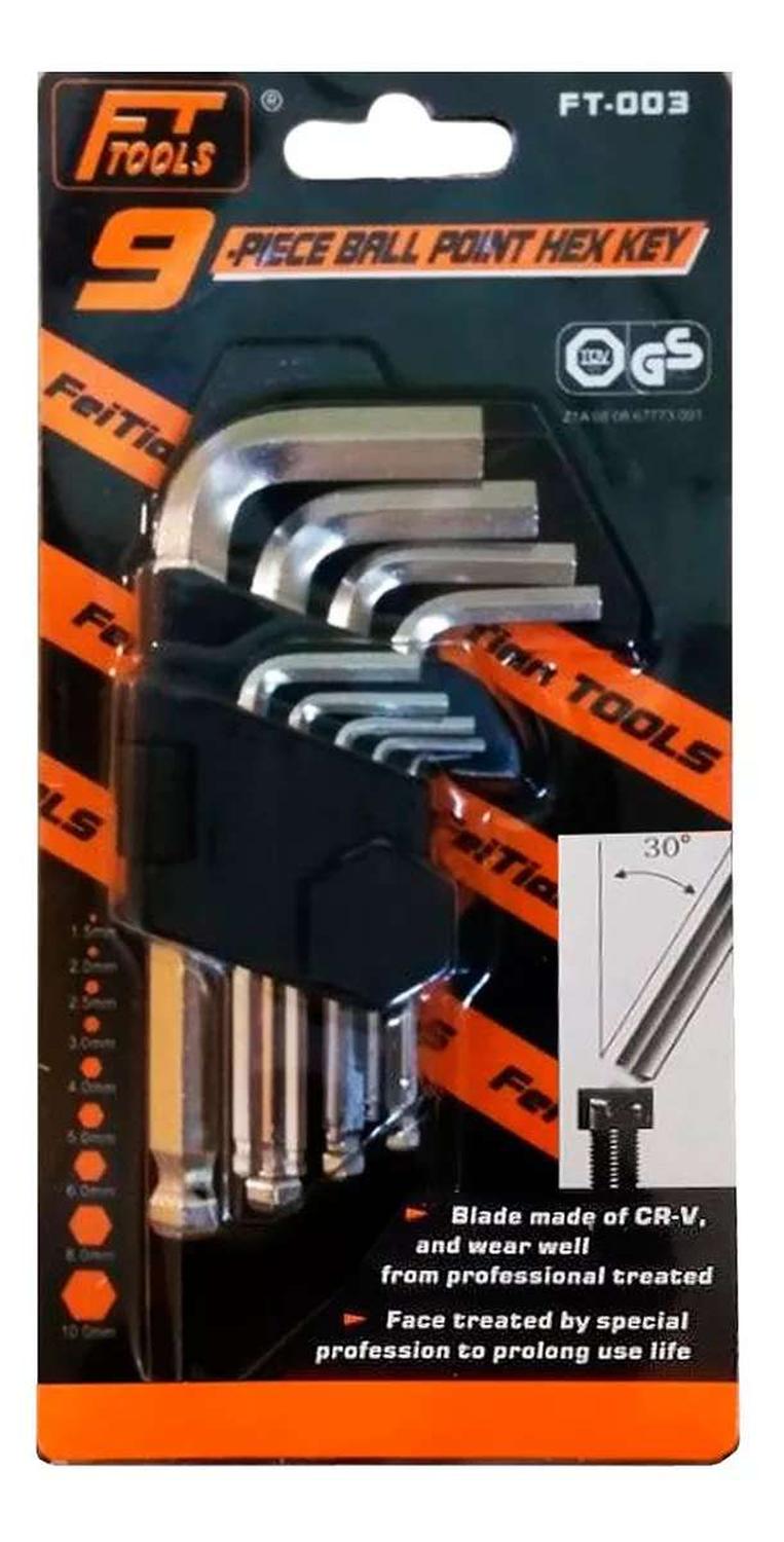 SET HERRAMIENTA LLAVES ALLEN HEXAGONAL PUNTA REDONDA 9PCS 003 - 7