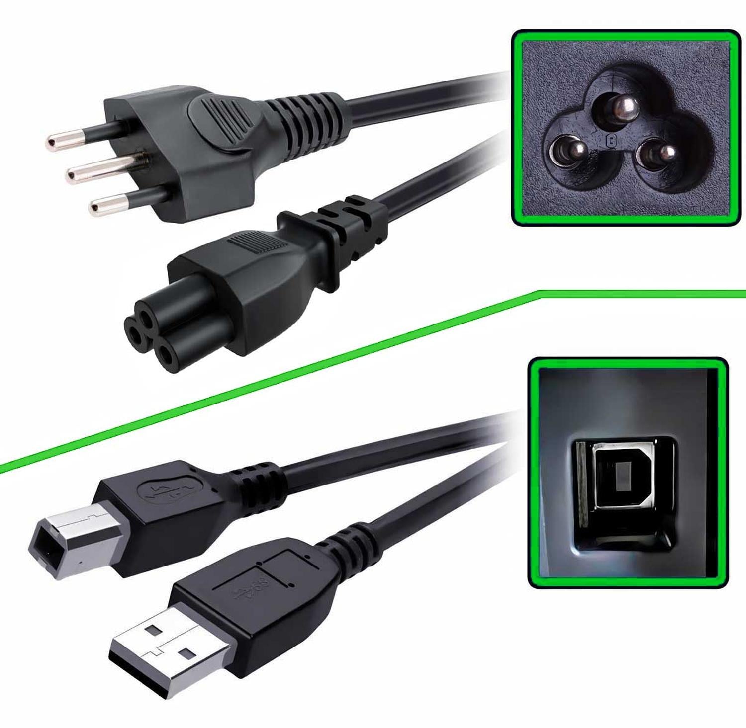 SET CABLE PODER Y USB IMPRESORA BROTHER DCP-T725DW Y T720DW 3P TREBOL Y USB - 1