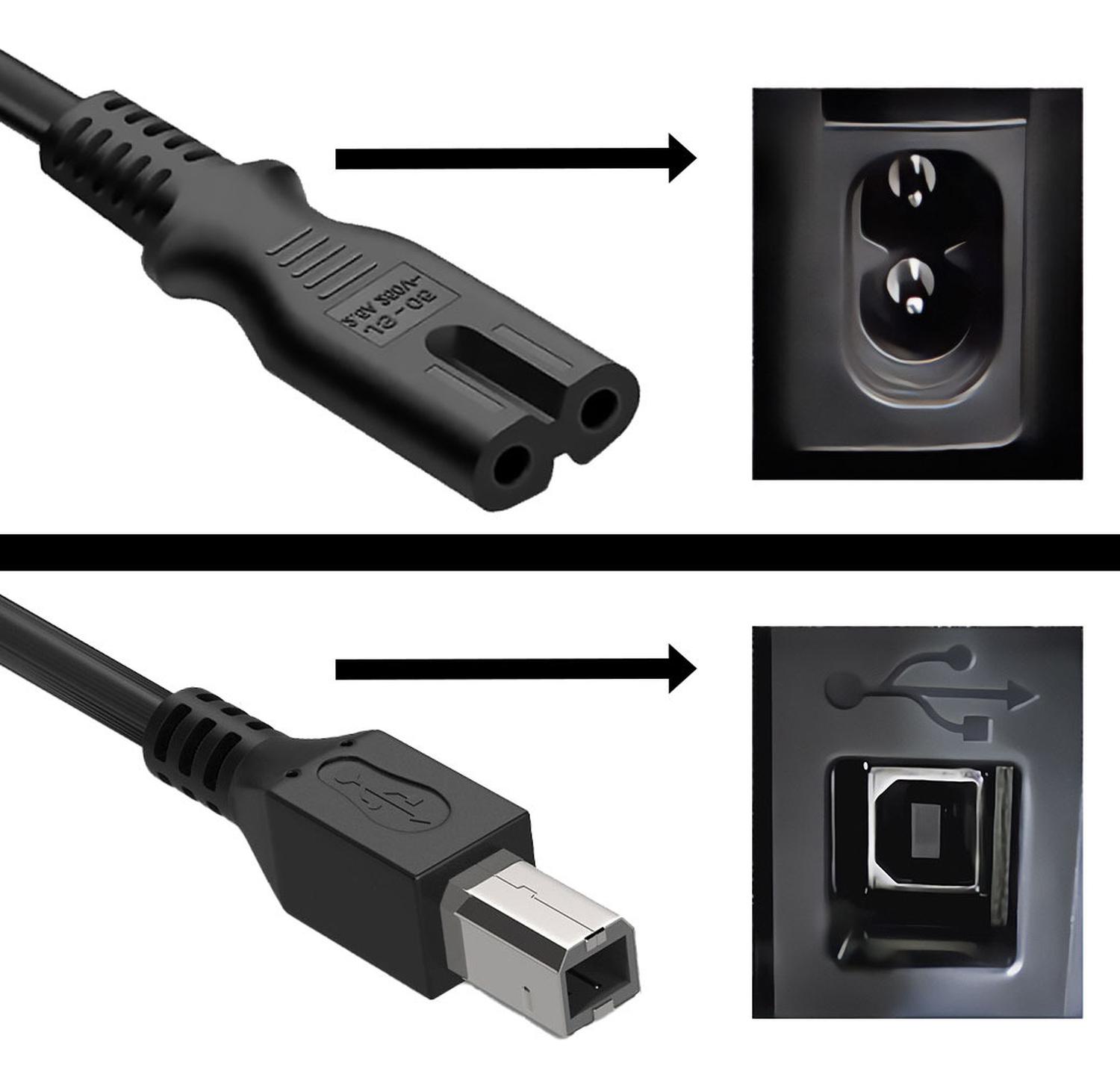 SET CABLE PODER TIPO 8 Y USB IMPRESORA PARA HP CANON EPSON PODER 8 Y USB - 3