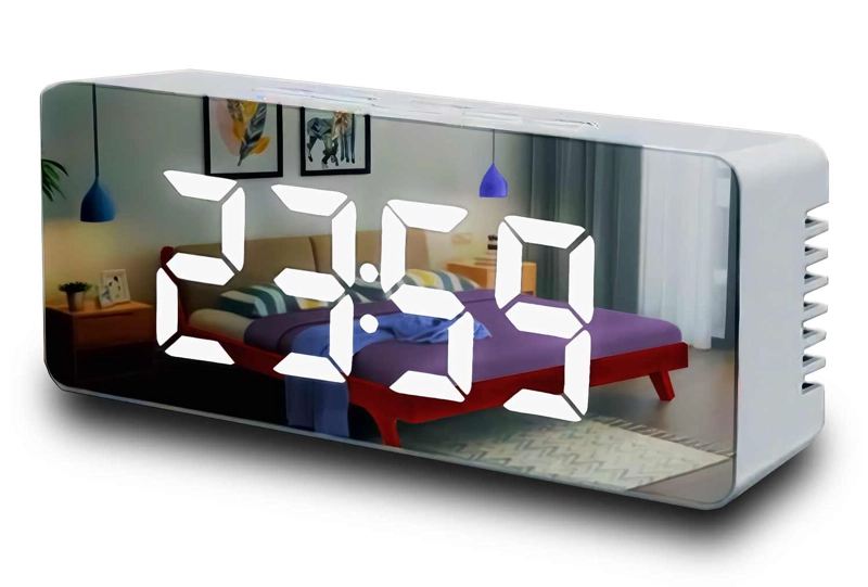 RELOJ DIGITAL LUZ LED NUMEROS ILUMINADO COLOR PUERTO USB - 2