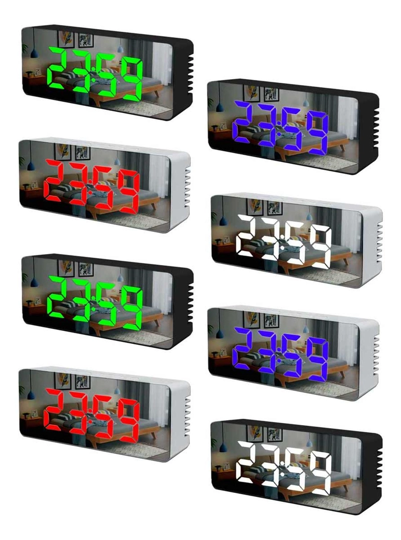 RELOJ DIGITAL LUZ LED NUMEROS ILUMINADO COLOR PUERTO USB - 3