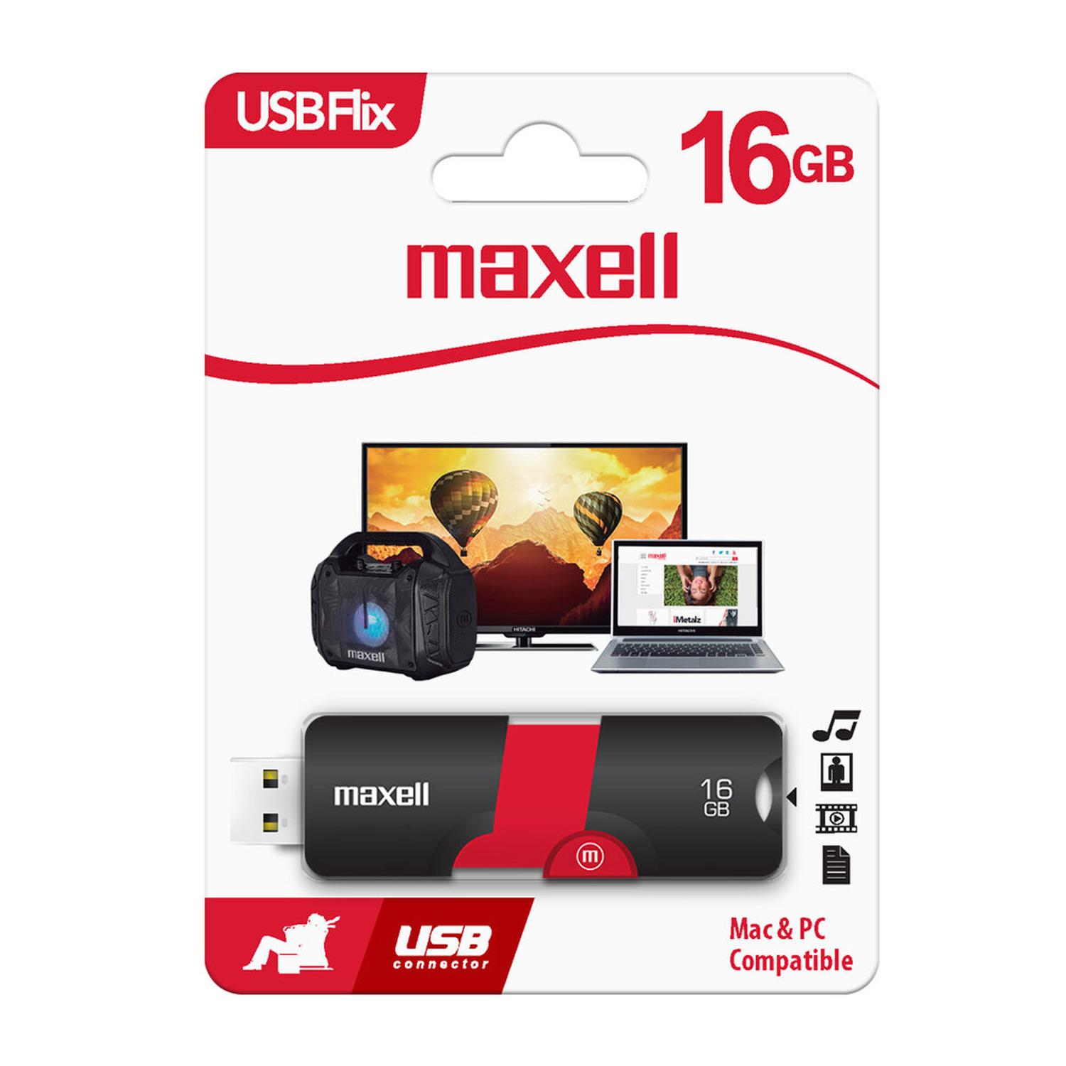 PENDRIVE USB 16GB ORIGINAL DATOS FOTO MUSICA VIDEO COLEGIO MAXELL 16GB FLIX - 3