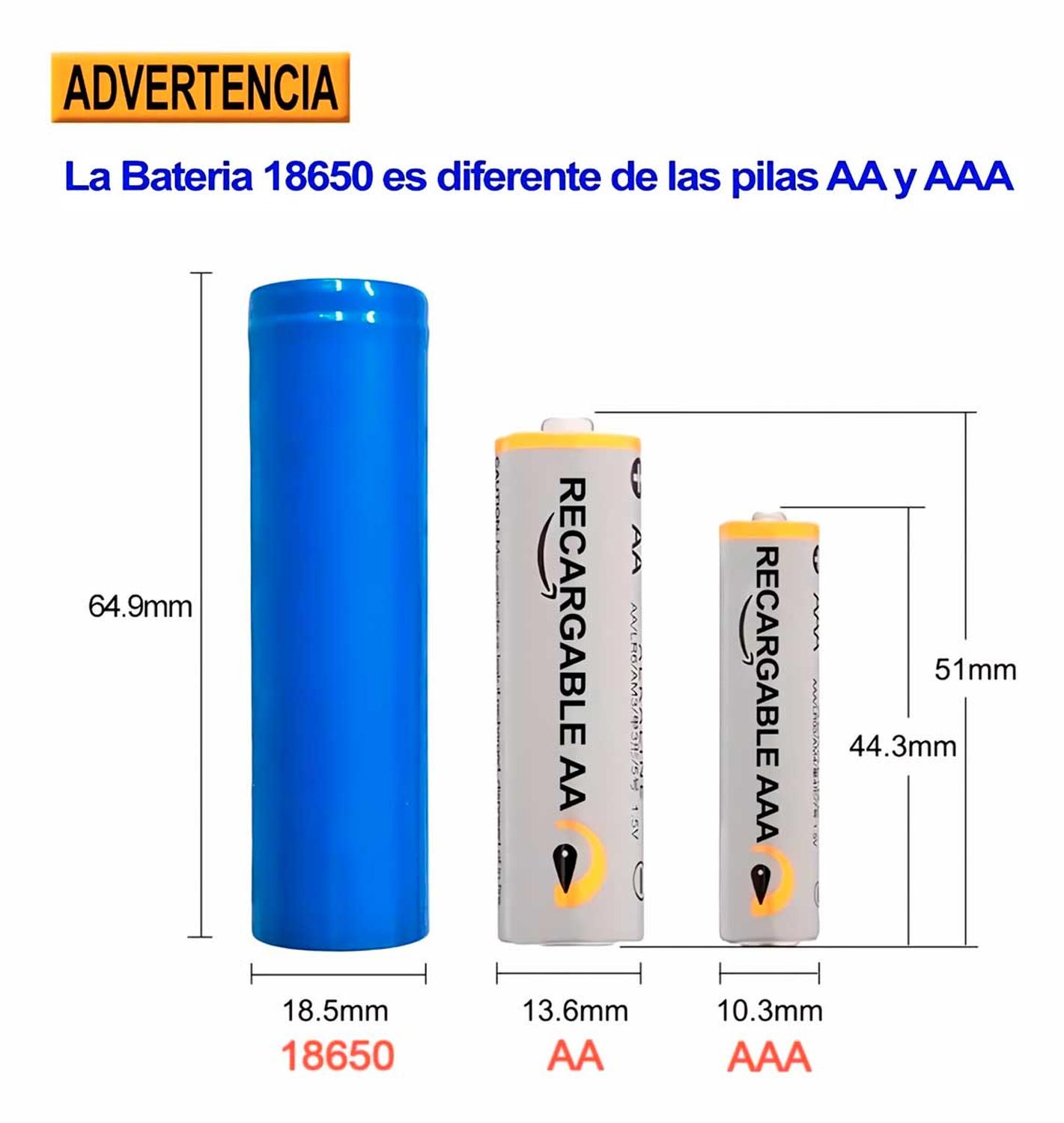 PILA BATERIA 18650 RECARGABLE PARA LASER FOCO LINTERNA 1X 18650 GPTOP - 6