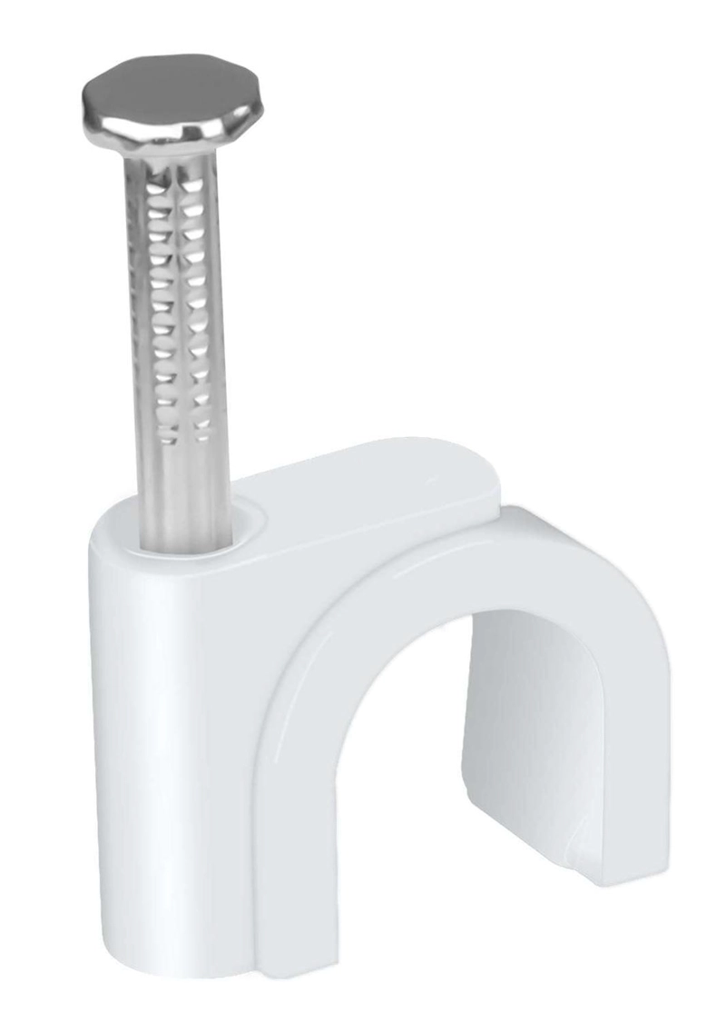 25X GRAMPA GRAPA CLAVO PARA CABLE DE RED CAT6 COAXIAL PINZA 25X BLANCO - 1