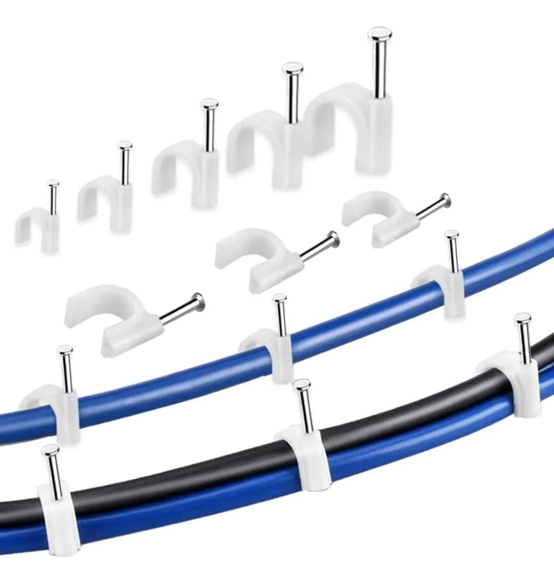 25X GRAMPA GRAPA CLAVO PARA CABLE DE RED CAT6 COAXIAL PINZA 25X BLANCO - 2