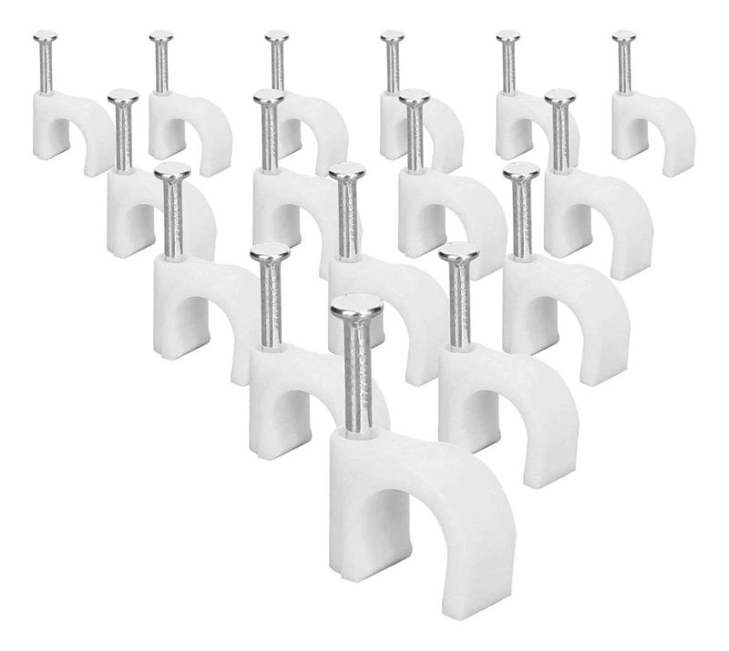 25X GRAMPA GRAPA CLAVO PARA CABLE DE RED CAT6 COAXIAL PINZA 25X BLANCO - 5