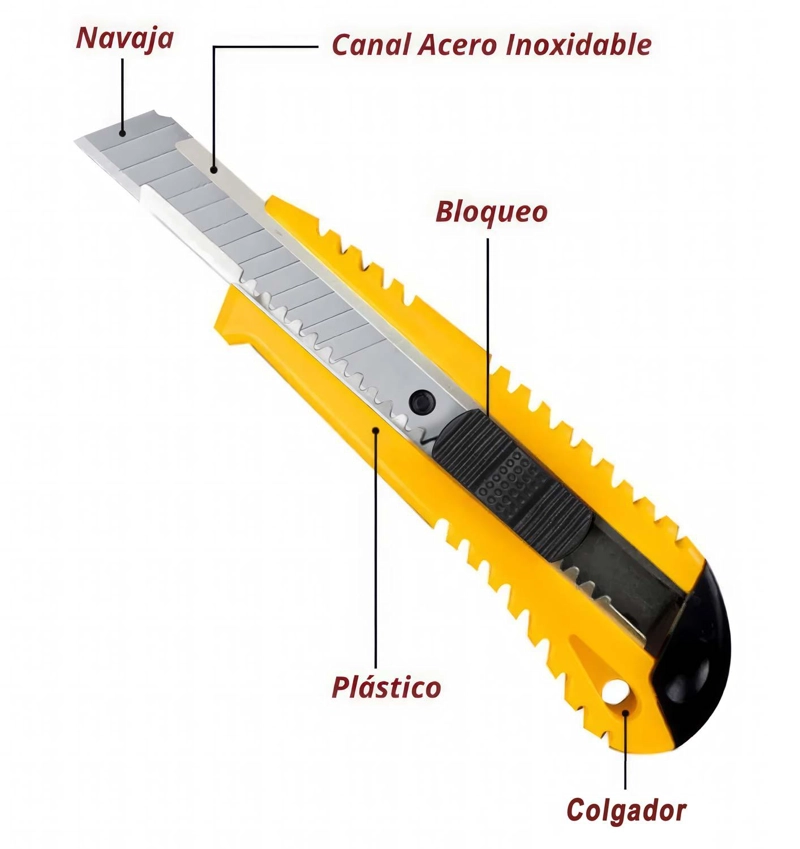 CORTA CARTON CUTTER CARTONERO RETRACTIL PAPELERIA CORTANTE CARTONERO + CAJA REPUESTO COLOR AL AZAR - 3