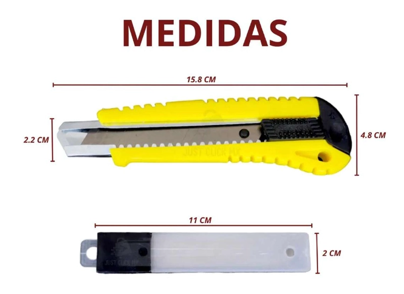 CORTA CARTON CUTTER CARTONERO RETRACTIL PAPELERIA CORTANTE CARTONERO + CAJA REPUESTO COLOR AL AZAR - 4