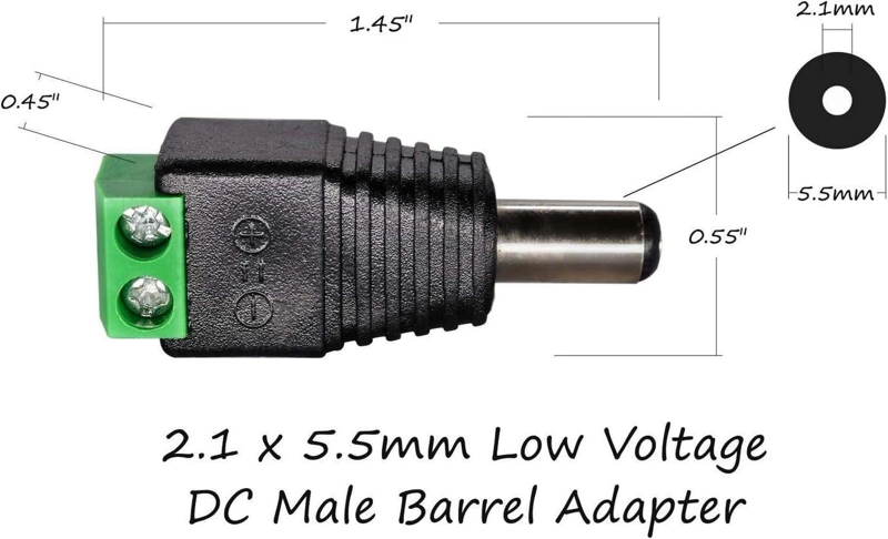 CONECTOR TERMINAL PODER 5.5X2.1 MACHO JACK CAMARAS TIRA LED MACHO DC ENERGIA - 4