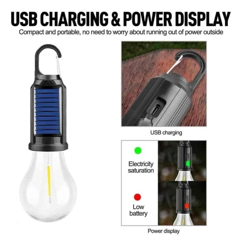 AMPOLLETA LAMPARA SOLAR RECARGABLE PORTATIL CAMPING DECORACION SOLAR - 6