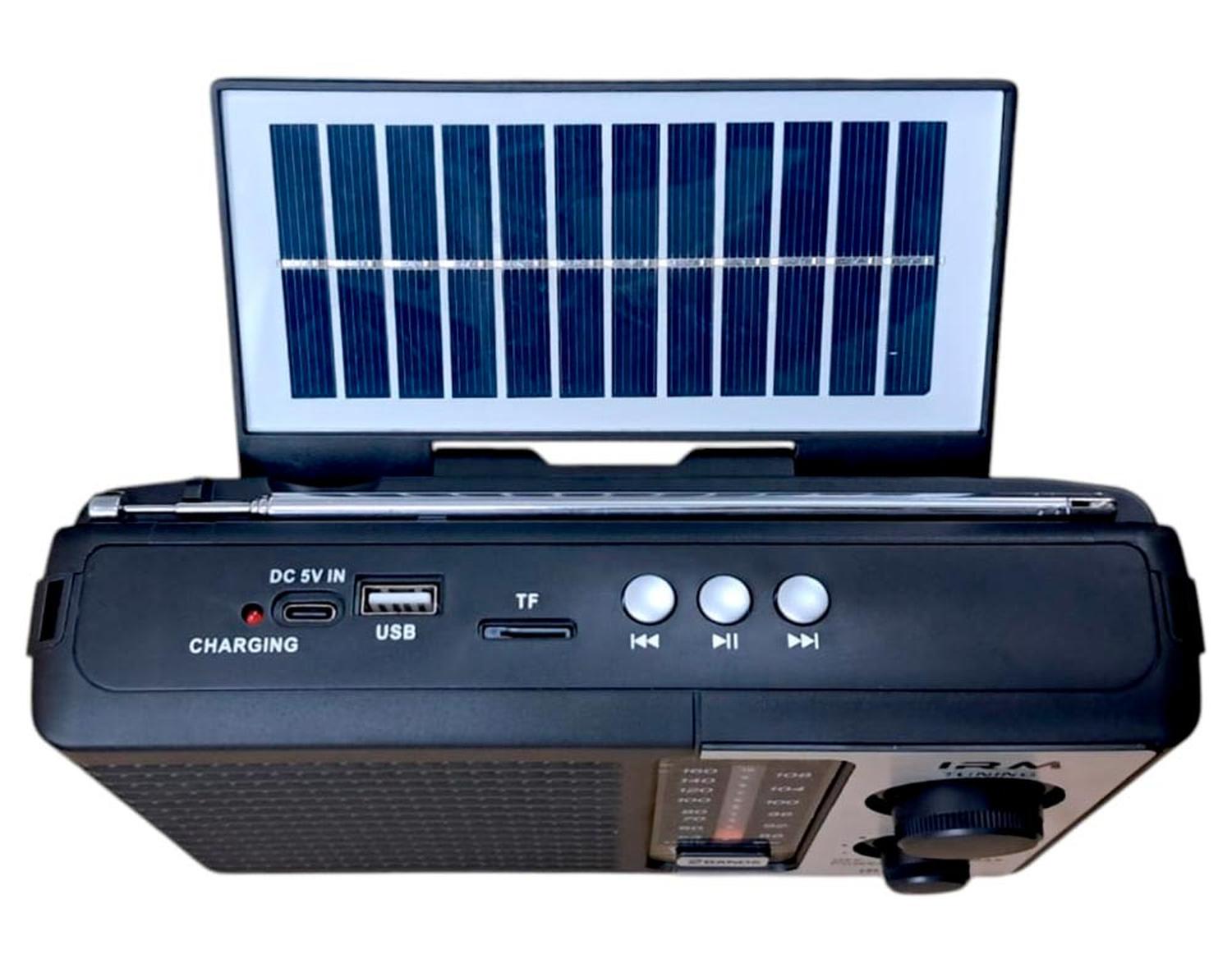RADIO VINTAGE RECARGABLE PANEL SOLAR USB FM AM PORTATIL PANEL SOLAR 13839 - 5