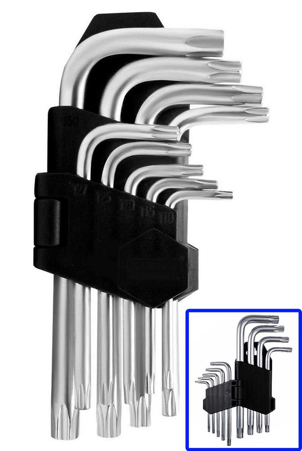 SET HERRAMIENTA DE LLAVES PUNTA ESTRELLA TORX HEXAGONAL 9PCS T009 - 4