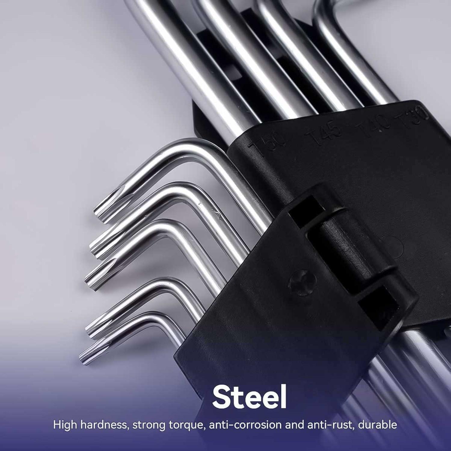 SET HERRAMIENTA DE LLAVES PUNTA ESTRELLA TORX HEXAGONAL 9PCS T009 - 9
