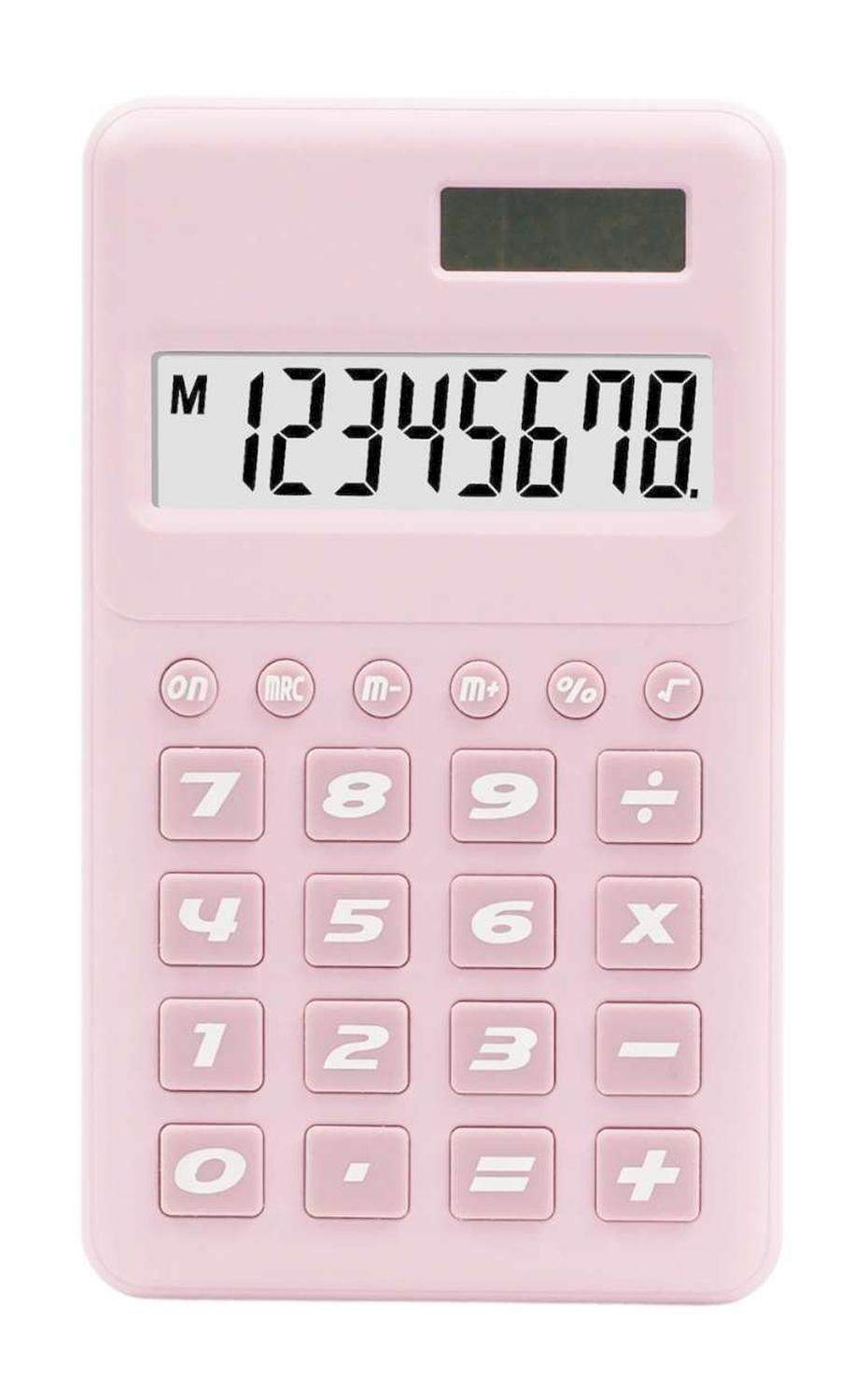 CALCULADORA ROSA PINK DE BOLSILLO OFICINA COLEGIO ROSADA 8 DIGITOS - 2269 - 1