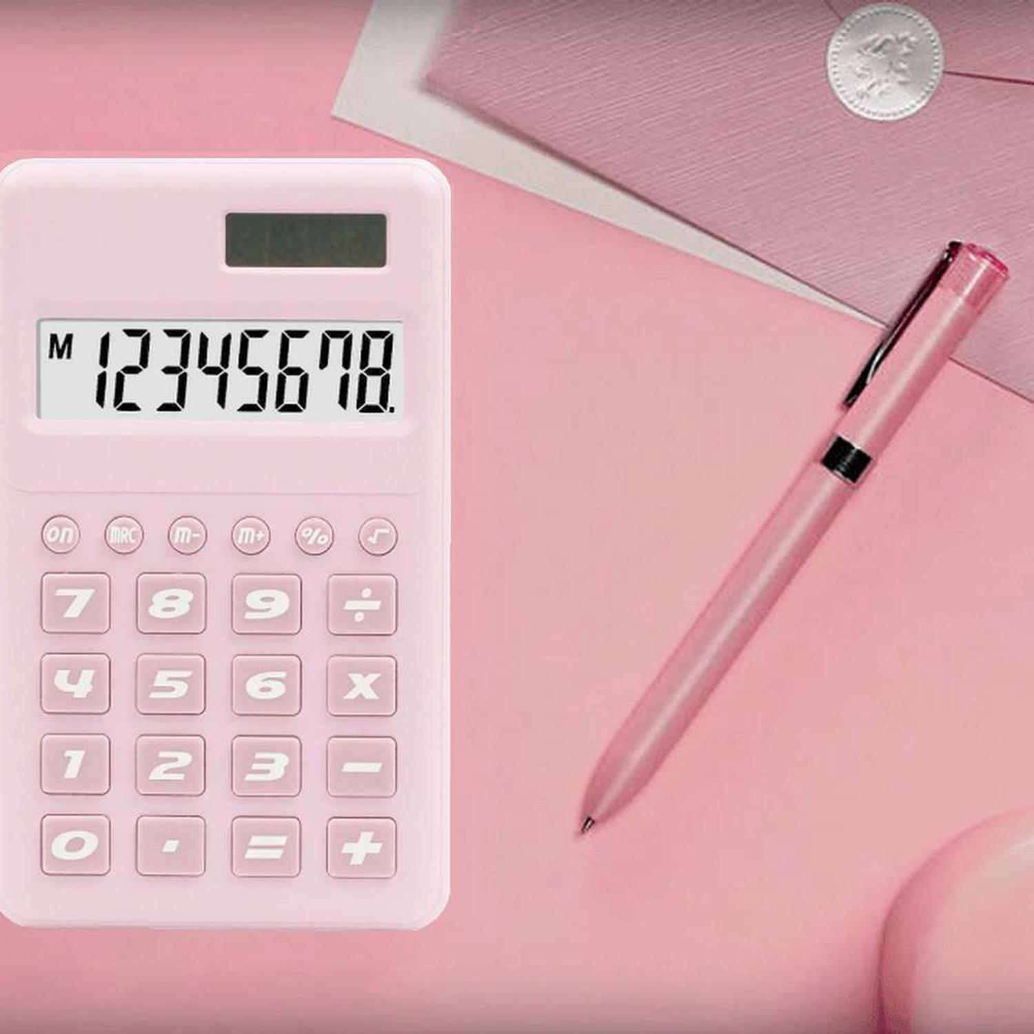 CALCULADORA ROSA PINK DE BOLSILLO OFICINA COLEGIO ROSADA 8 DIGITOS - 2269 - 3