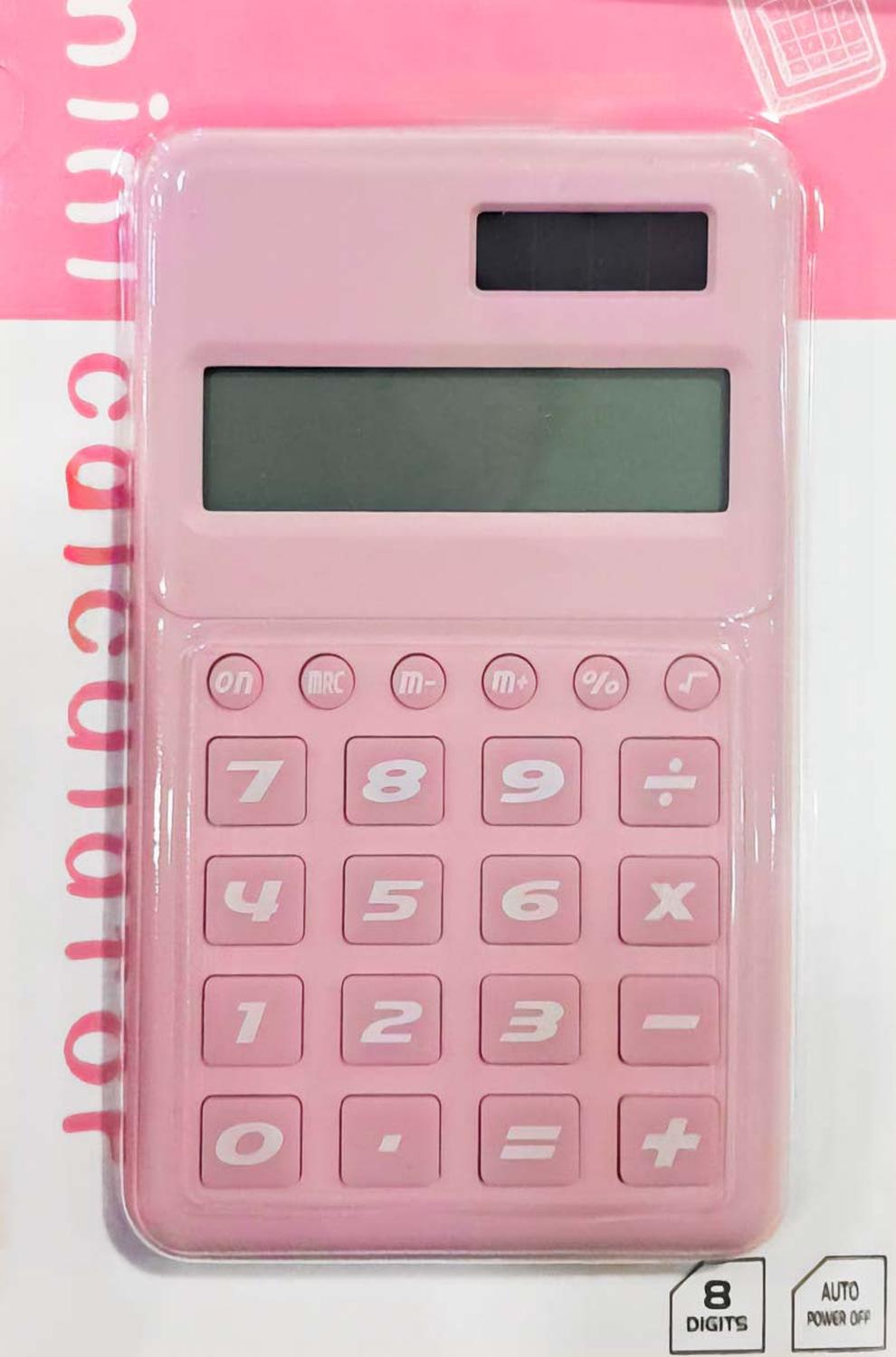 CALCULADORA ROSA PINK DE BOLSILLO OFICINA COLEGIO ROSADA 8 DIGITOS - 2269 - 5