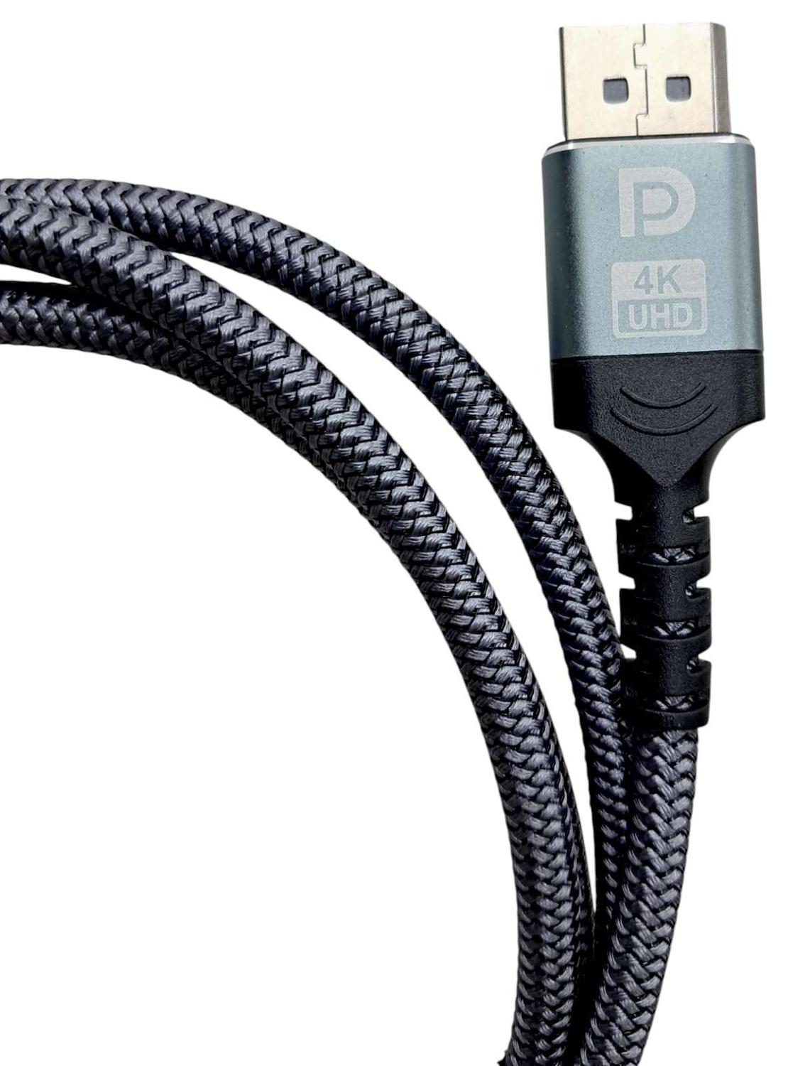 CABLE ADAPTADOR DISPLAYPORT 4K MACHO REFORZADO MONITOR PC CORDON GRUESO - 5