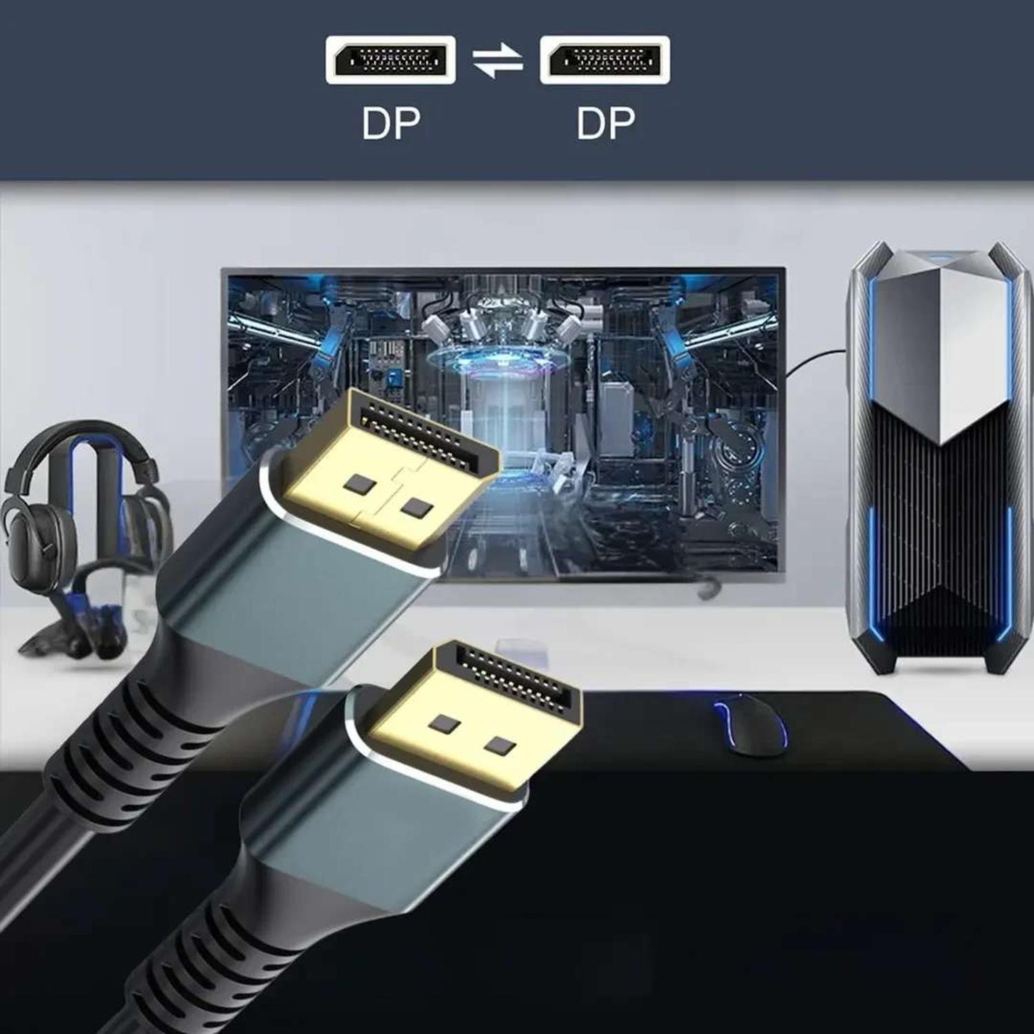 CABLE ADAPTADOR DISPLAYPORT 4K MACHO REFORZADO MONITOR PC CORDON GRUESO - 7