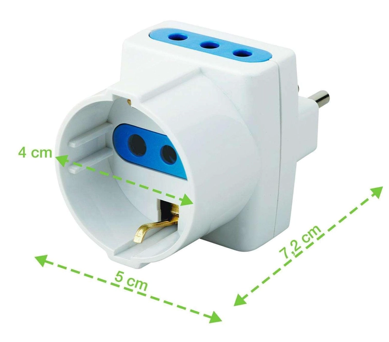 ADAPTADOR ENCHUFE EUROPEO SCHUKO TRIPLE LADRON CORRIENTE SCHUKO TRIPLE - 5