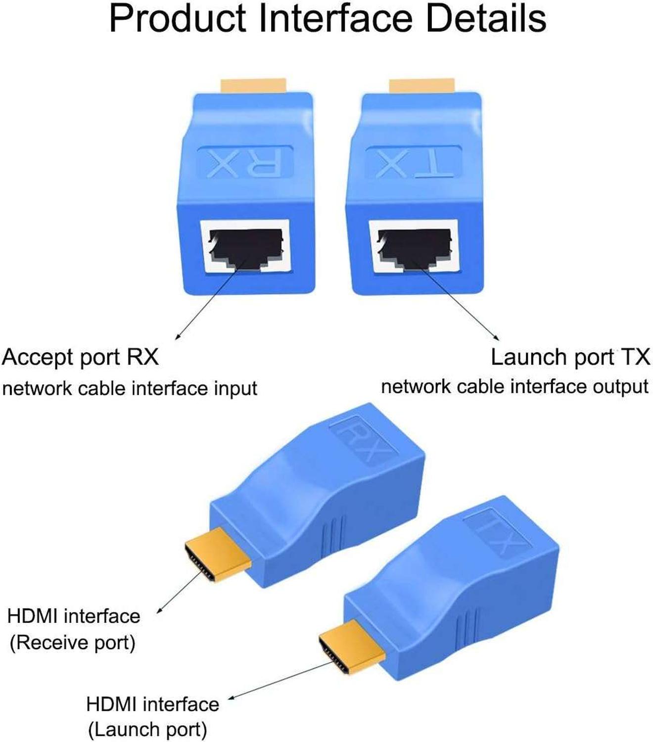 ADAPTADOR EXTENSION PANTALLA PARA HDMI CONECTOR CABLE RED RJ45 HDMI A RJ45 - 7