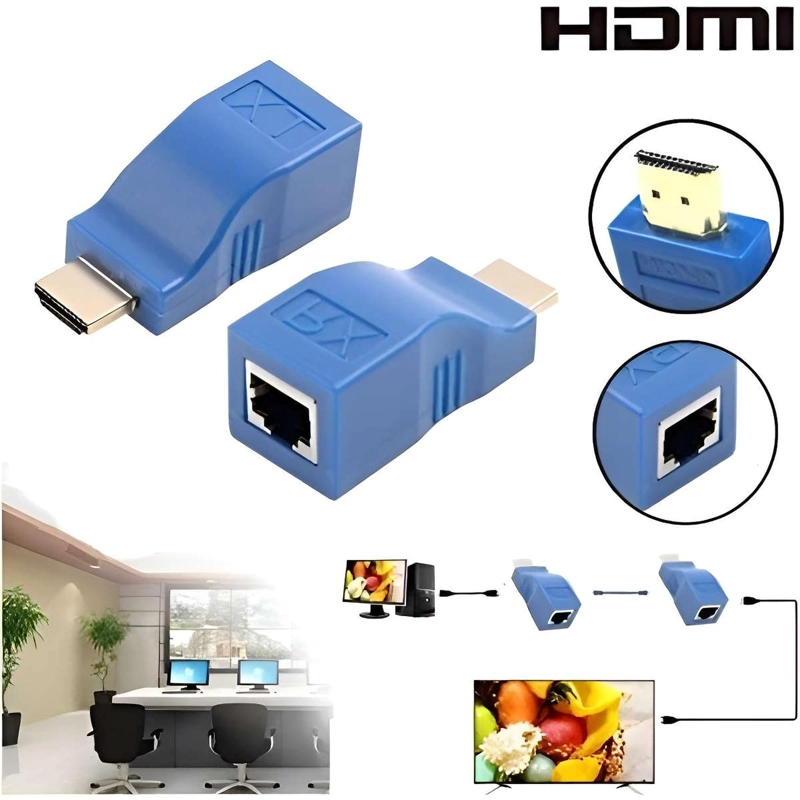 ADAPTADOR EXTENSION PANTALLA PARA HDMI CONECTOR CABLE RED RJ45 HDMI A RJ45 - 9