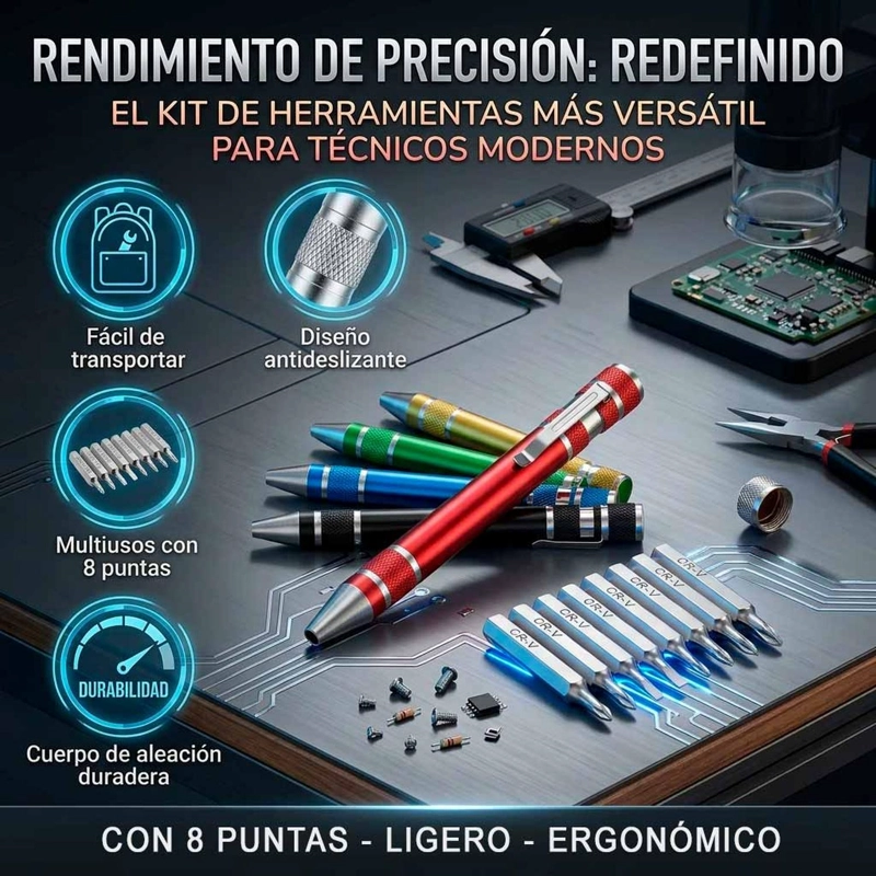 SET KIT DESTORNILLADOR PRECISION METAL MINI CELULAR NOTEBOOK MULTIFUNCION - 9