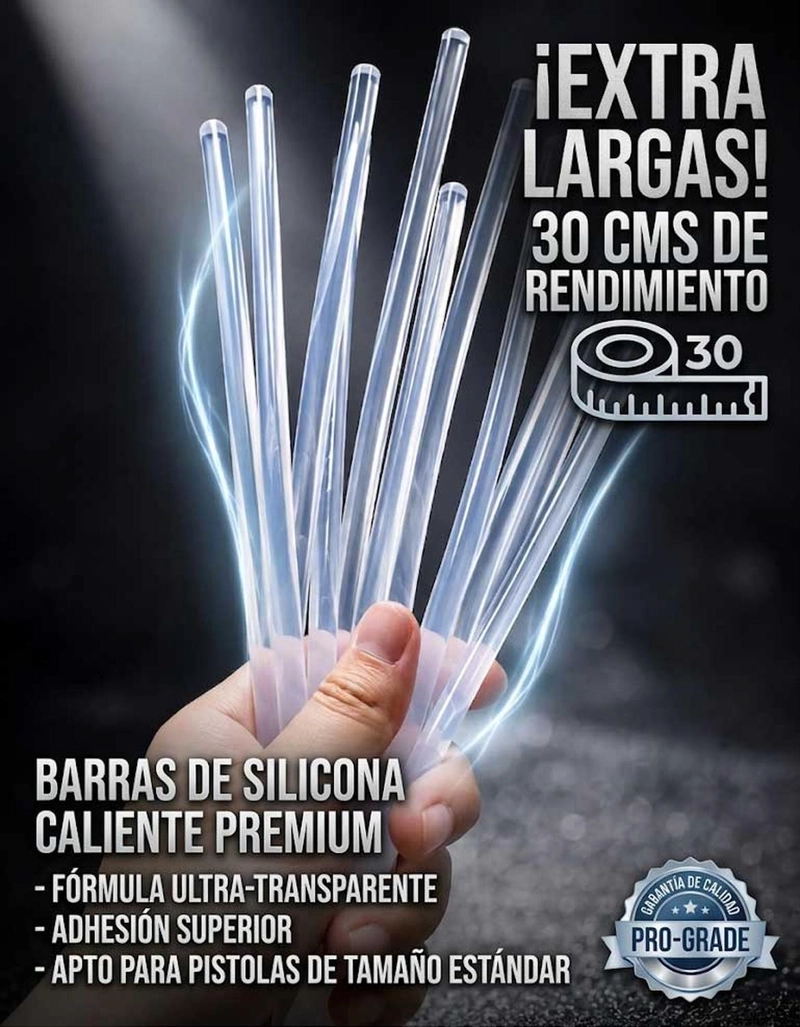 BARRAS XL SILICONA CALIENTE TRANSPARENTE PEGAMENTO ADHESIVO 7MM X 30CM - 5