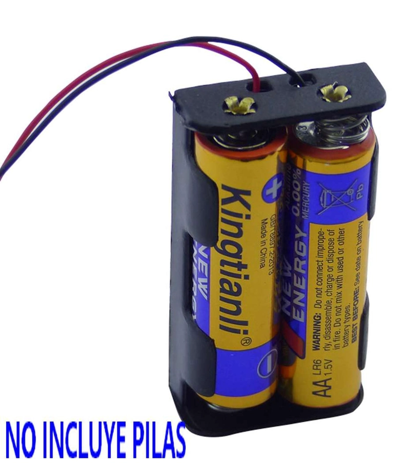 CAJA PORTA PILAS 2 CELDAS BATERIA AA FUENTE PODER DOBLE AA PARA PROYECTOS - 4