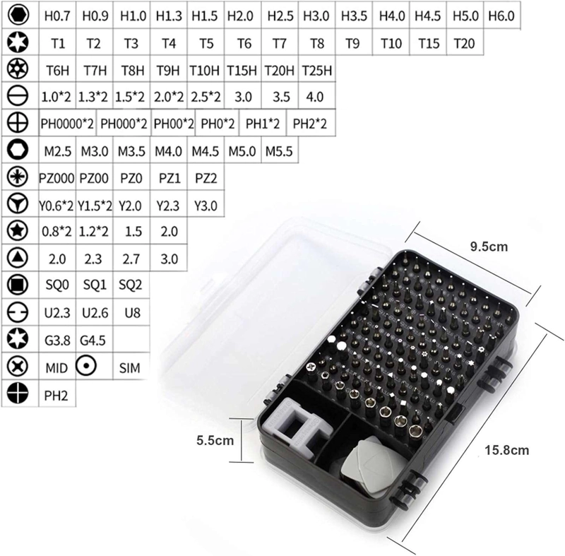 SET DESTORNILLADOR DE PRECISION HERRAMIENTA 115 EN 1 PORTATIL 115 PIEZAS EN 1 - 9