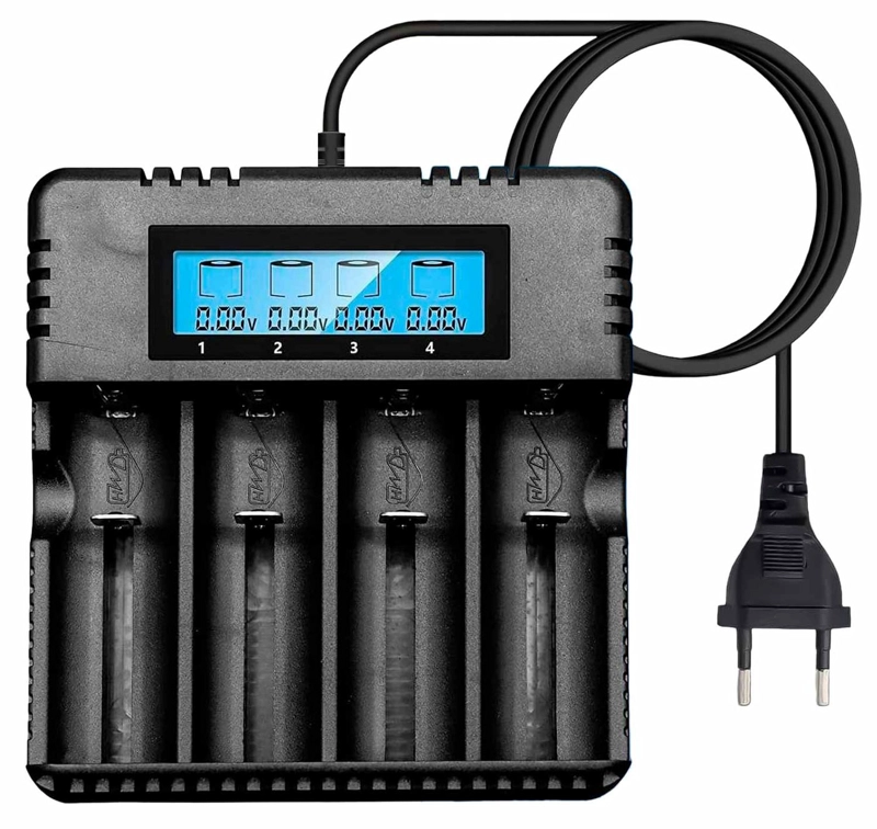 CARGADOR 4 PILAS BATERIA RECARGABLE 18650 26650 14500 AA AAA HD-899 - 2