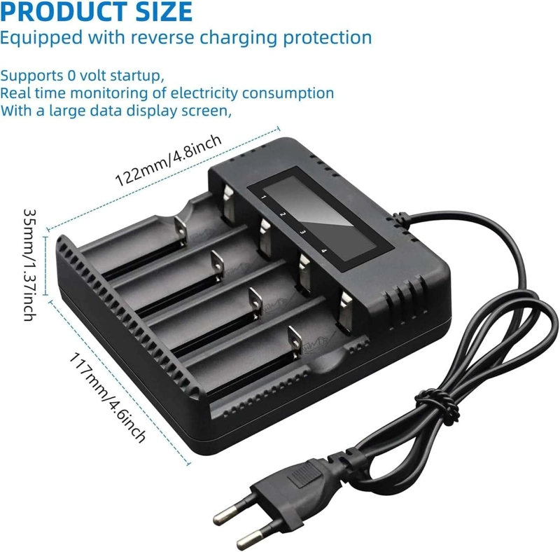 CARGADOR 4 PILAS BATERIA RECARGABLE 18650 26650 14500 AA AAA HD-899 - 3