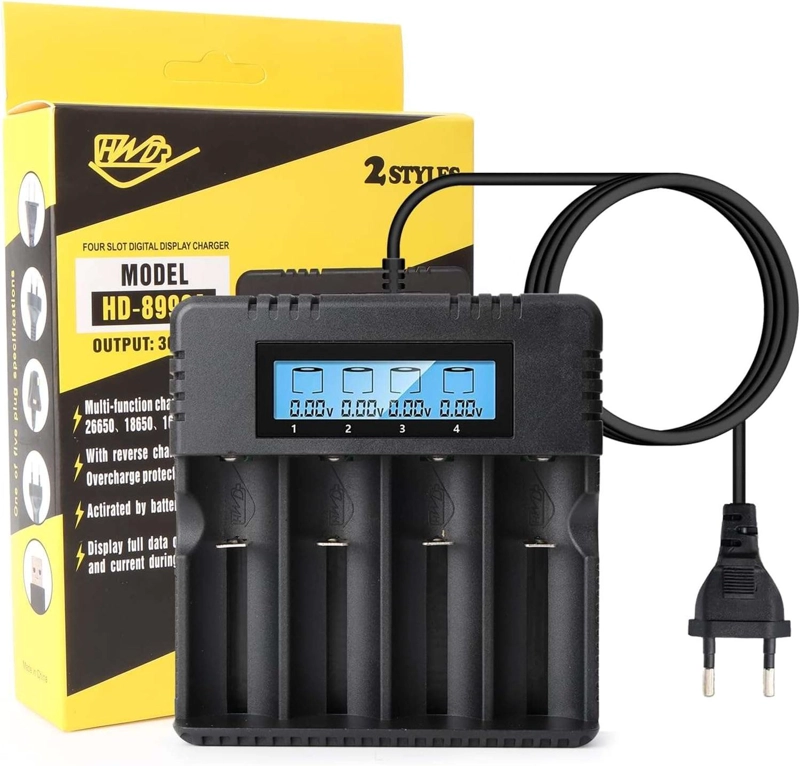 CARGADOR 4 PILAS BATERIA RECARGABLE 18650 26650 14500 AA AAA HD-899 - 4