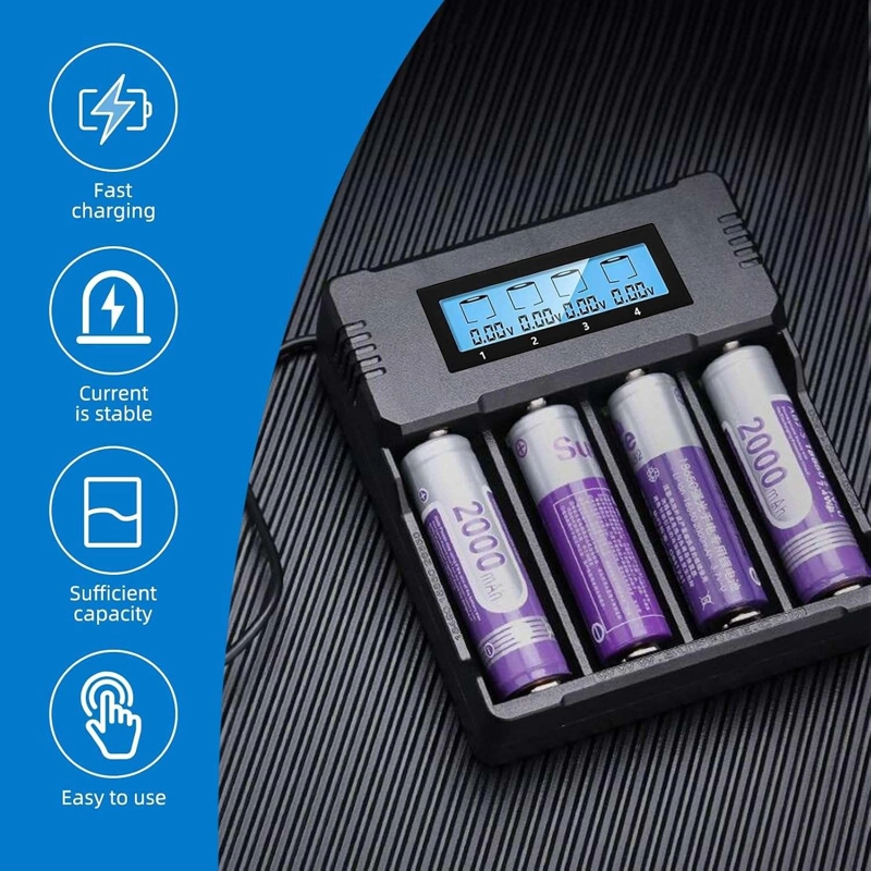 CARGADOR 4 PILAS BATERIA RECARGABLE 18650 26650 14500 AA AAA HD-899 - 6