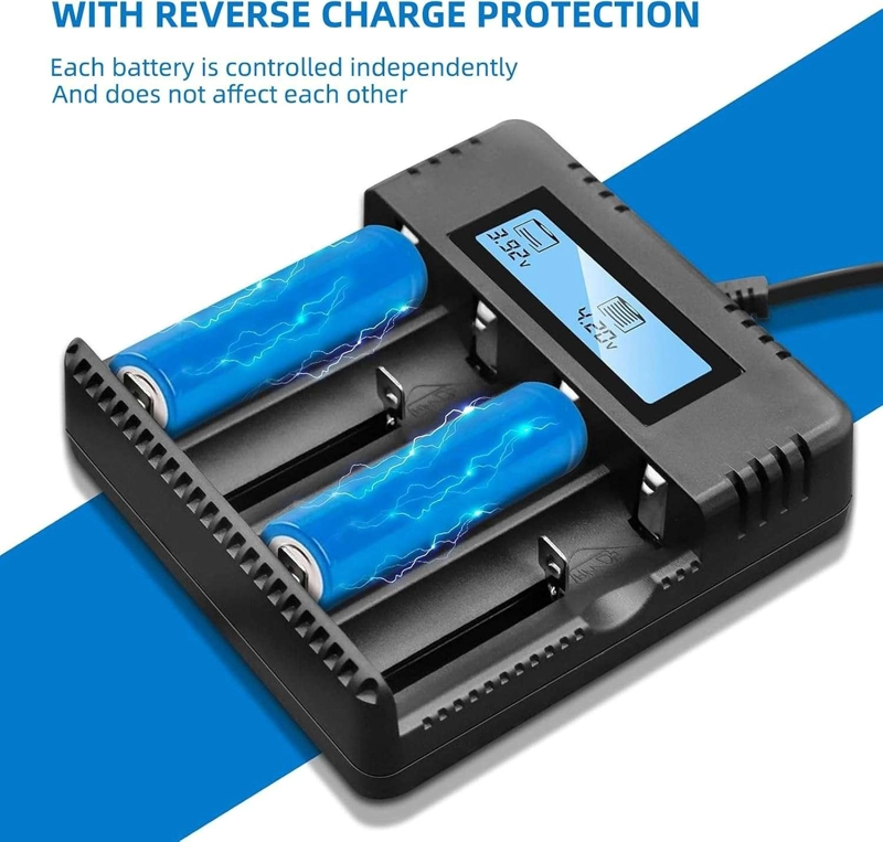 CARGADOR 4 PILAS BATERIA RECARGABLE 18650 26650 14500 AA AAA HD-899 - 7