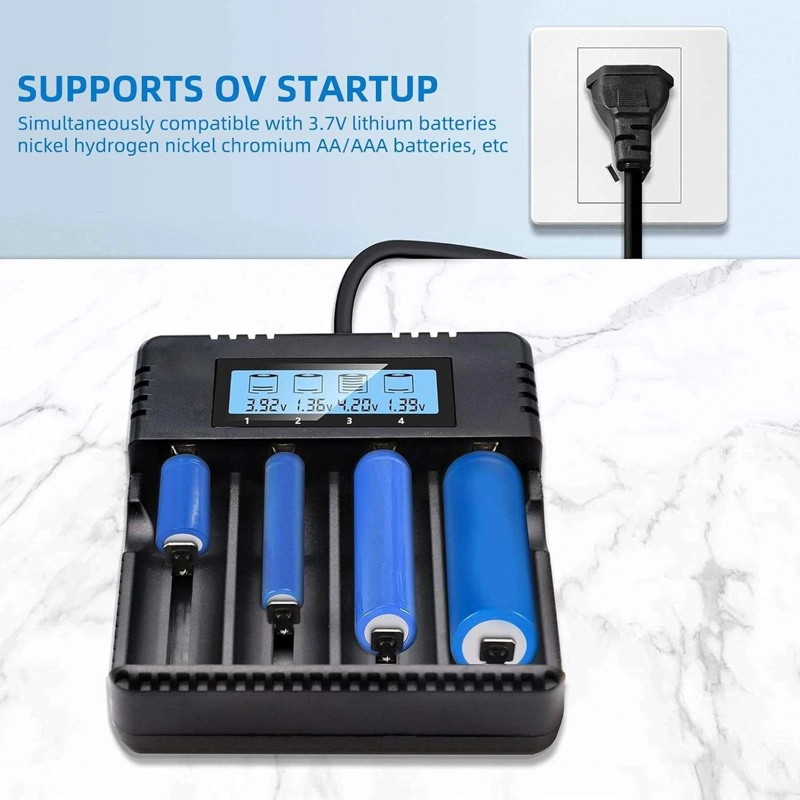 CARGADOR 4 PILAS BATERIA RECARGABLE 18650 26650 14500 AA AAA HD-899 - 9