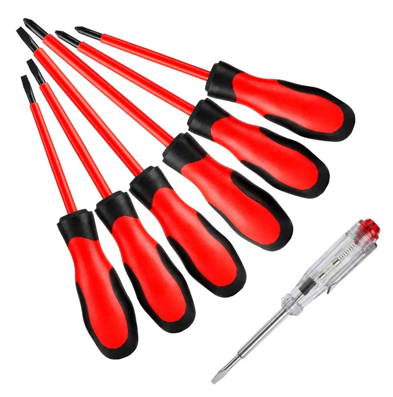 SET DESTORNILLADORES CRUZ PALETA TESTER BUSCADOR DE POLOS 6 DESTORNILLADORES + 1 BUSCA POLOS - 1