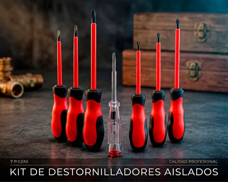 SET DESTORNILLADORES CRUZ PALETA TESTER BUSCADOR DE POLOS 6 DESTORNILLADORES + 1 BUSCA POLOS - 7
